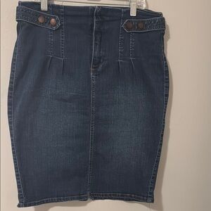 D Jeans Blue Gold Knee-Length Pencil Skirt